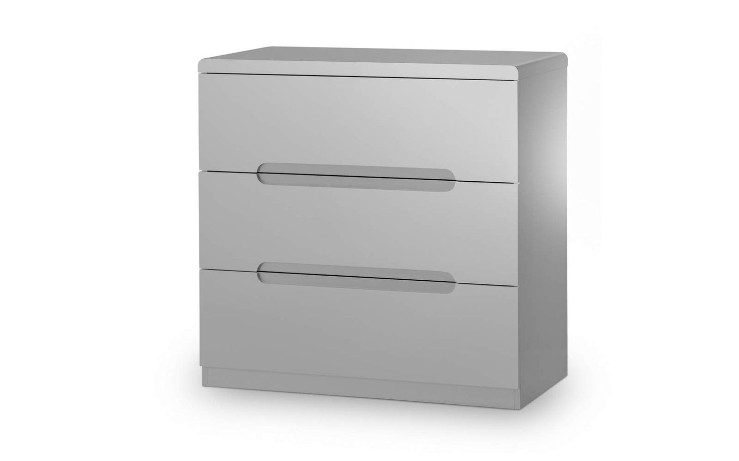 Julian Bowen Manhattan Chest of Drawers, 3 Drawer, Gloss Grey - H81 x D40cm