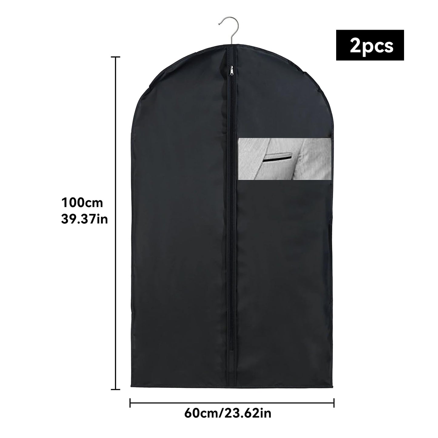 hautllaif 2 Pcs Suit Bags,Travel Garment Carrier with Zipper,60 * 100cm