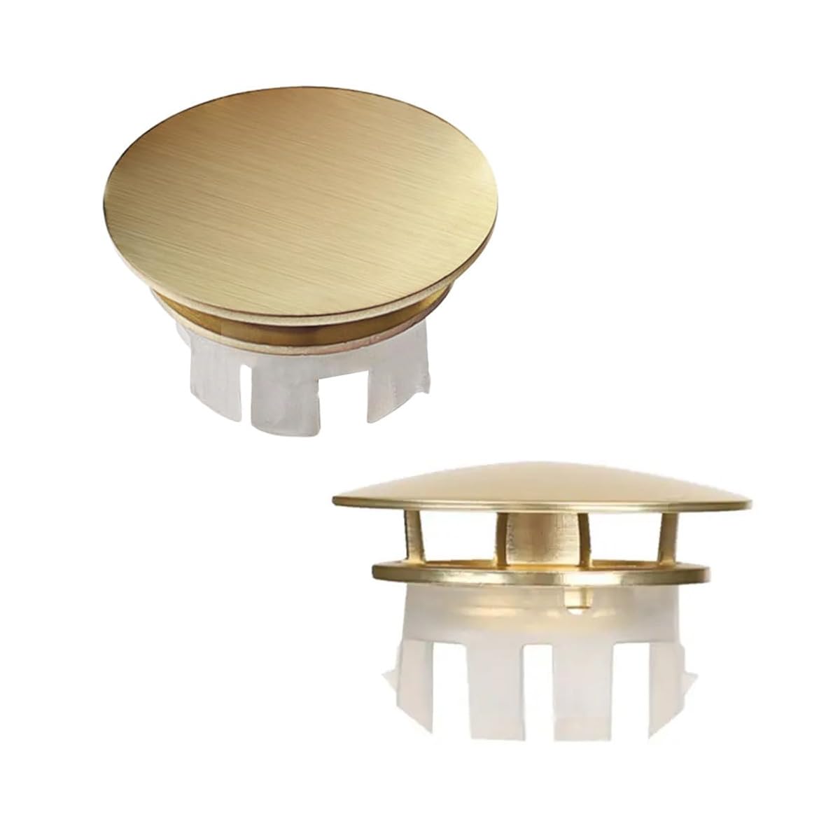 ZAAWUUT Solid Brass Sink Overflow Cover,Double Layer Copper Solid Ring Insert in Hole Round Caps for Home Shopping Mall Kitchen Bathroom (Gold)