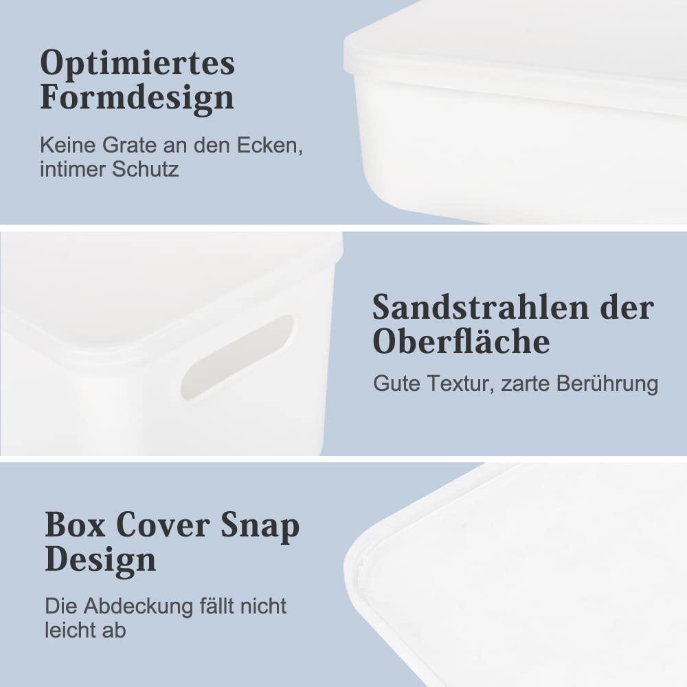 Set of 6 Storage Box, Stackable Basket with 4 Lids, Durable Storage Boxes