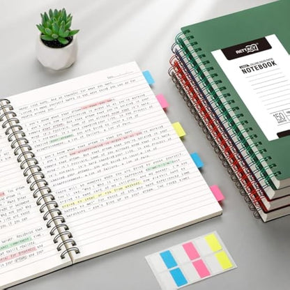 RETTACY A5 Notebook, Notepad, Wirebound Spiral Notebooks 300Pages /150 Sheets for Writing,100gsm College-Ruled Paper, Retro PVC Cover, for Men Work Office School,14.5 x 21cm - Black
