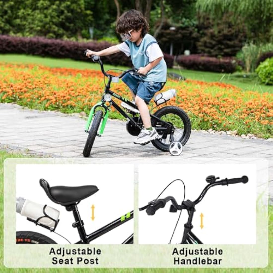 Glerc Fantacy 12 14 16 18 20 Inch Kids Bike for 2-14 Years Old Boys Girls with Water Bottle Holder & Stabilisers, Multiple Colors