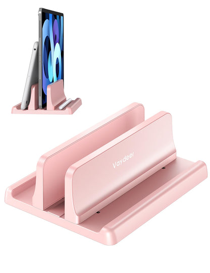 Vaydeer Vertical Laptop Stand Holder Plastic Adjustable Dock for MacBook Pro, Air, HP, Dell, Microsoft Surface, Lenovo, Up to 17.3 Inches Pink