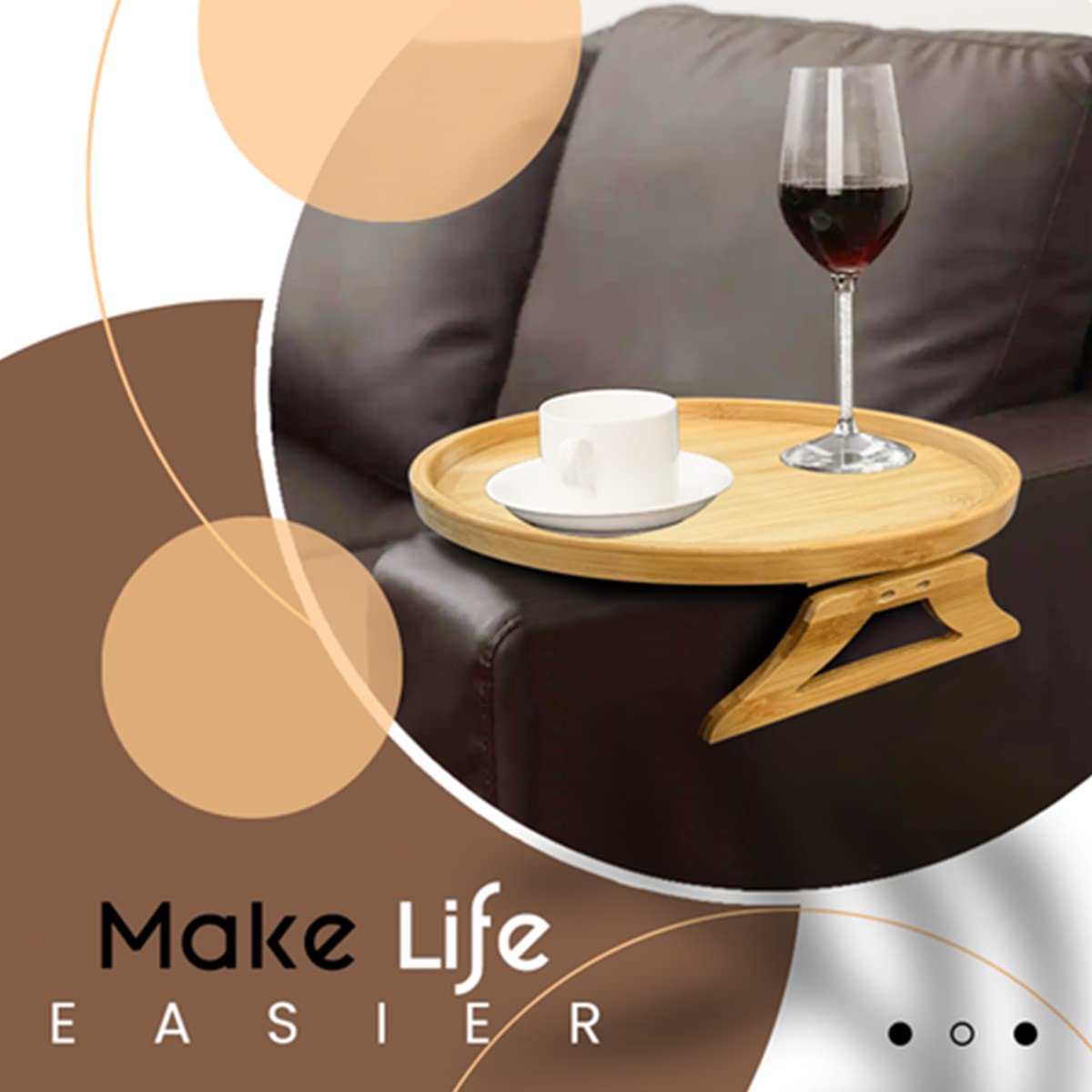 Jetcloud Sofa Arm Tray Foldable Wooden Couch Armrest Tray Sofa Side Tables Organiser Couch Arm Rest Protector Space Saving for Drinks Snack Phone