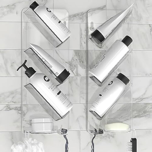 As Seen on Dragons Den, No Suction Cups & No Screws, Easy-Clean, Rust Proof Shower Caddy and Bath Organiser Shelf