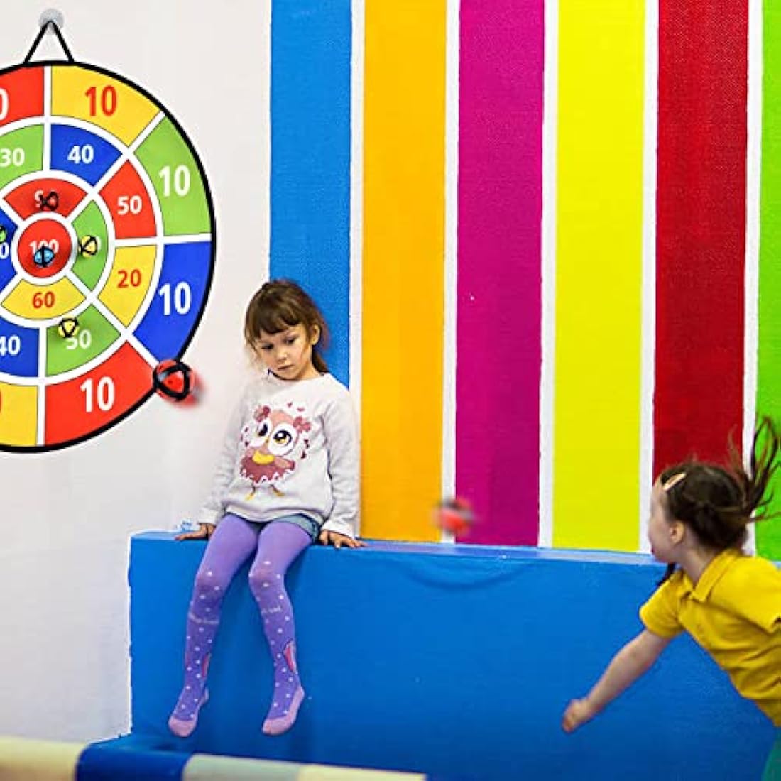 Tuko 26'' Large Dart Board Game Set for Kids with 9 Sticky Balls, Indoor Outdoor Fun Party Favor Toy for Boys Girls (BG0221212)