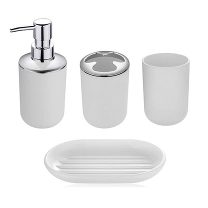 Hosoncovy 4 Pieces Bathroom Accessory Set with Soap Dispenser, Bathroom Cup, Soap Dish ，Toothbrush and Toothpaste Holder White