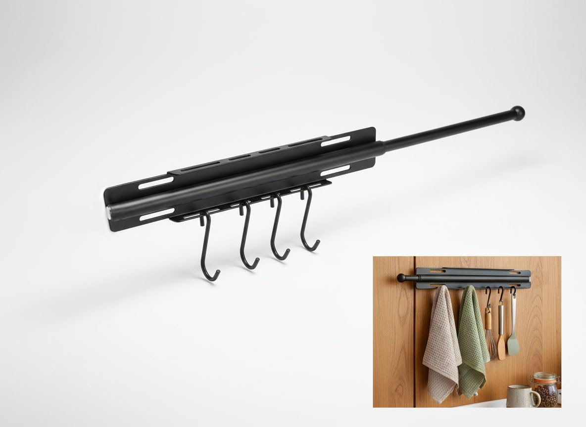 Pull Out Valet Hanger Supporting 11lbs Without Sagging, 12-Inch Adjustable Heavy-Duty Carbon Steel Grey Tube For Laundry Staging