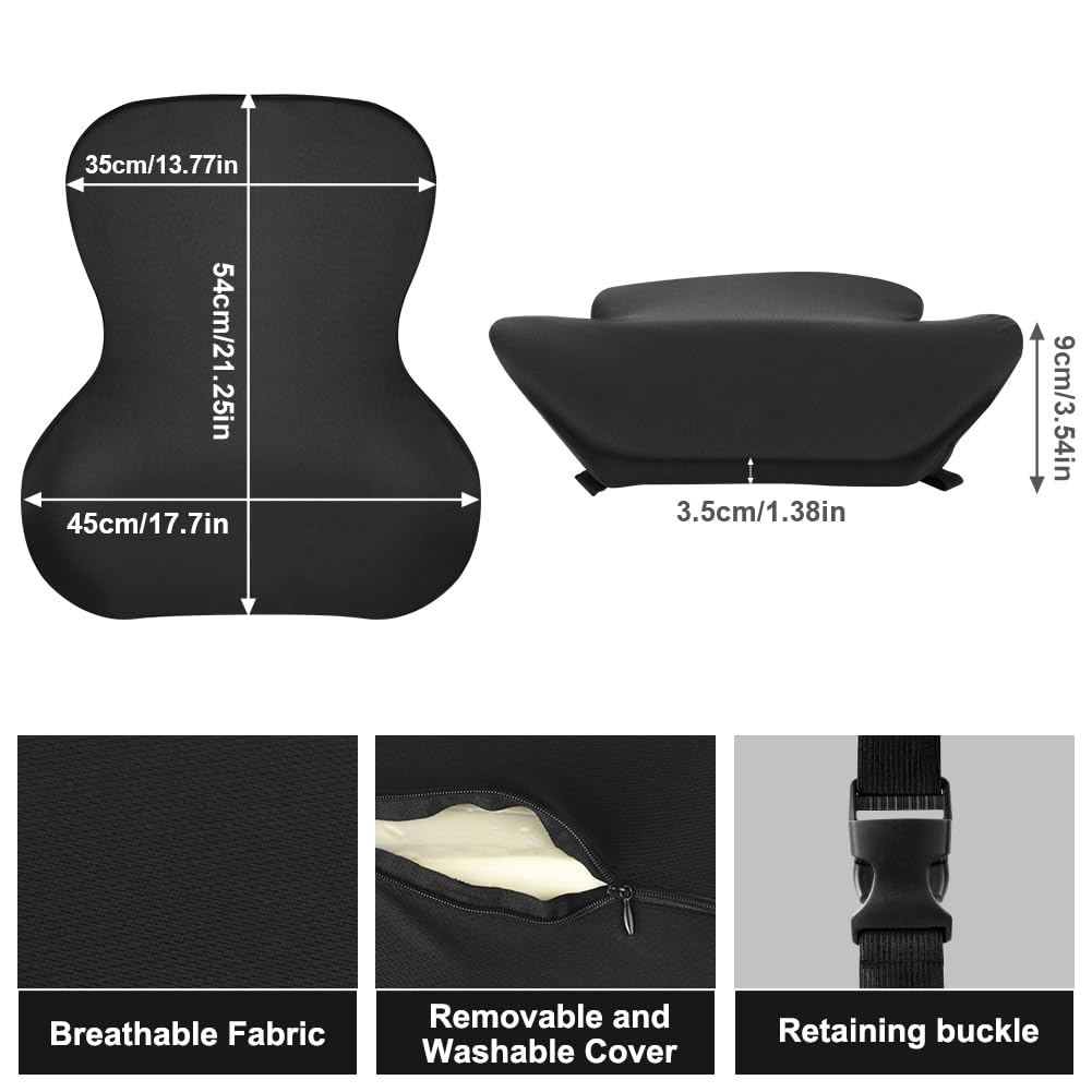 Ainiv Lumbar Support Pillow for Car Seat, Universal Memory Foam Back Support Cushion with Adjustable Straps, Car Back Support Pillow for Office Chair