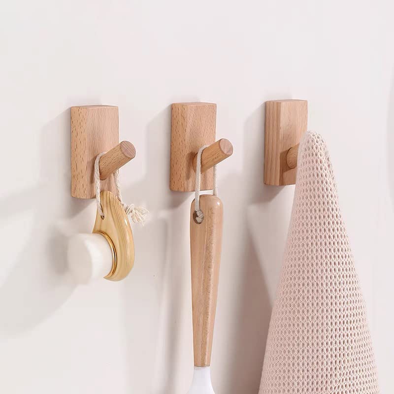 HomeDo 4Pack Wall Hooks Hat Rack, Wooden Coat Hooks Wall Mounted, Decorative Hooks Single Organizer Hat Hanger Towel Rack, Heavy Duty Hooks