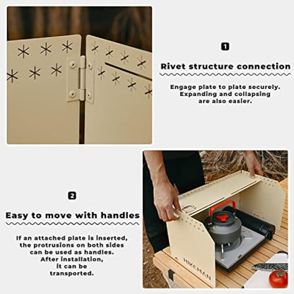 HIKEAMN Gas Stove Windshield - Folding Camping Stove Windshield Cooker WindScreen With a Storage Bag for Camping,Hiking,Picnic,Cooking（Army Green)