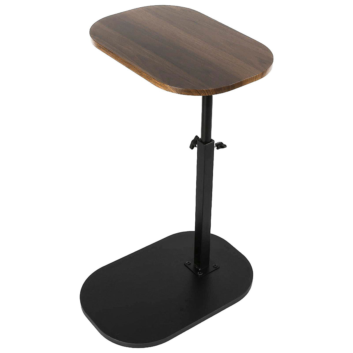 XUDREZ Adjustable C Shaped Side Table, 360°Swivel End Table, Living Sofa Table, Modern Small Coffee Table for Bed/Bathtub Black-Walnut