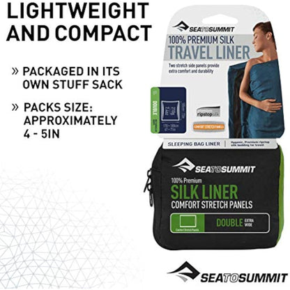 Sea to Summit - Sleeping bag with elastic silk lining, mummy type, equipped with hood