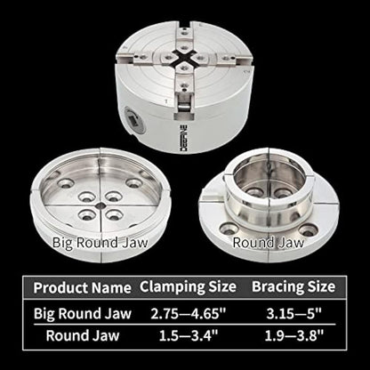 DEEFIINE 4 Inch Wood Lathe Chuck Set 1" x 8 tpi Thread & 3/4" x16TPI Adapter, Nickel Plated Self Centering 4 Jaw Wood Turning Chuck Set (2PCS Jaws)
