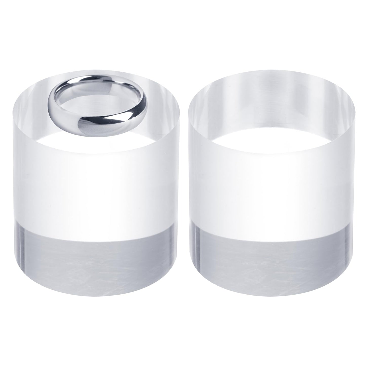 sourcing map 2pcs Acrylic Cylinder Display Blocks, 30 x 30 mm/1.2" x 1.2" Clear Jewelry Display Base Polished Cube Riser Stand Display Holder Base
