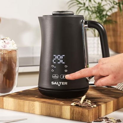 Salter Chocolatier Hot Chocolate Maker to Share – 4-in-1 Automatic Milk Frother, Heater & Foamer, 500ml Heating Capacity, Digital LED Display, Temperature Control Dial, 360° Swivel Base, 500W