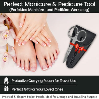 FABINOC® Straight Nail Scissors for Fingernail & Toenails | German Quality Stainless Steel | Small Sharp Manicure & Pedicure Scissors for Men & Women