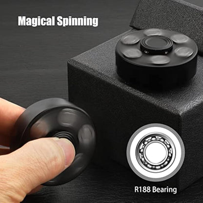 Metal Fidget Spinner Toy for Adults Kids, Cool Alloy Fidget Hand Finger Spinner Cube Toy, Sensory Fidget Gyro Spinning Desk Toys Gifts for Party FavorsBlack