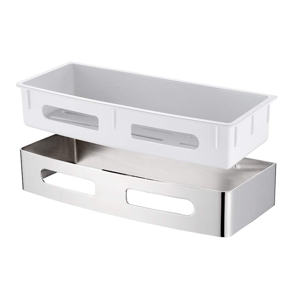 Ibergrif M34030, Adhesive Shower Storage Rack, Bathroom Shelf, Wall-Mounted Bathtub Rack, Chrome