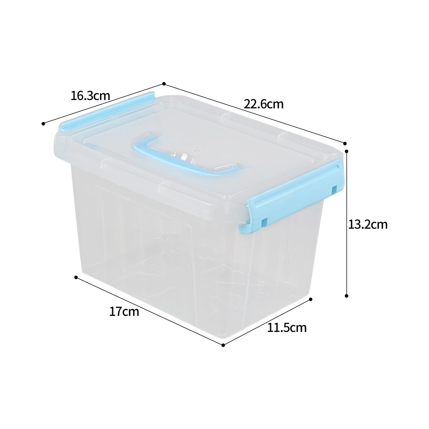 Jandson 3L Small Plastic Lidded Storage Box with Carry Handle, 6 Packs