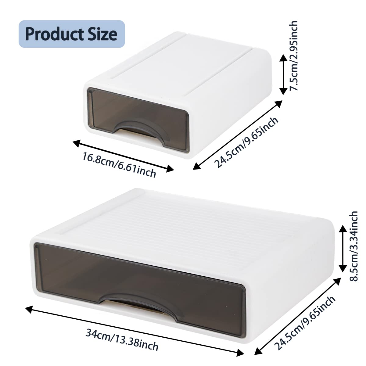3Pcs Desk Organizer Drawers, Stackable Desktop Storage Box with 3 Drawers, Office Drawer Organizer Containers, Desk Organization Accessories for Home