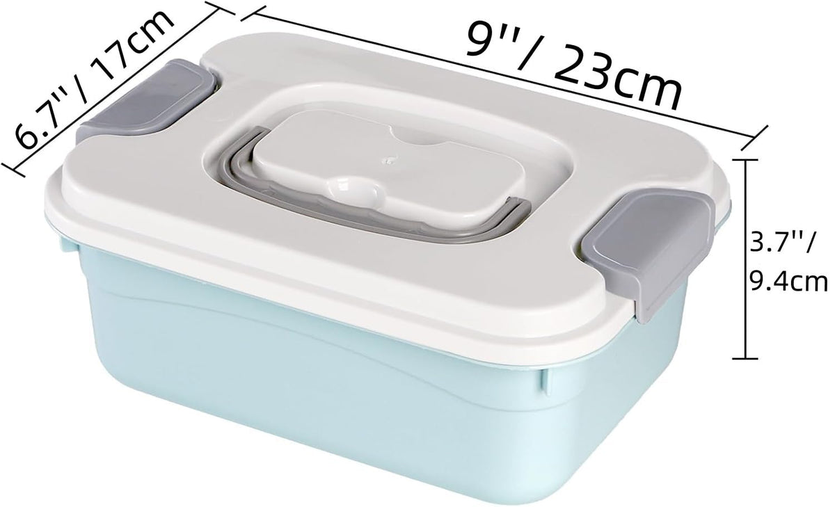 Elsjoy Set of 6 Small Plastic Storage Box With Lid and Handle, 2L Latch Storage Box Bins Stackable Storage Container