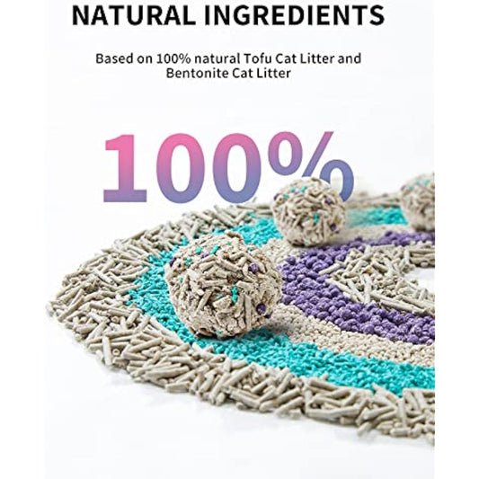 PETKIT Strong Clumping Cat Litters, 5 in 1 Mixed Cat Litter, 14 Litres Unscented Ultra Absorbent and Fast Drying Cat Litter, Flushable Odor Eliminating, Biodegradable, 2 Packs