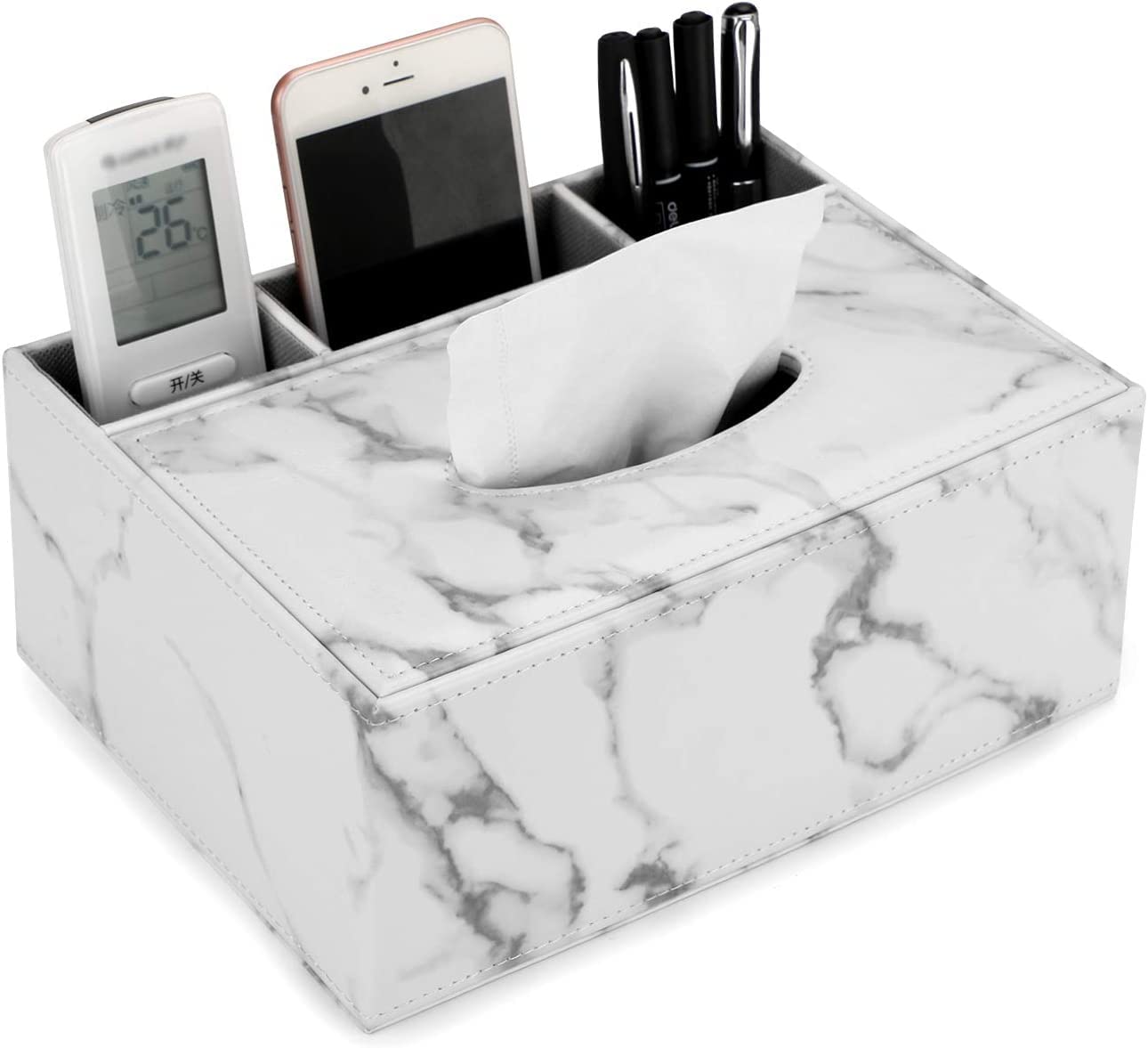PU Leather Household Office Rectangular Tissue Box Storage Organizer Box