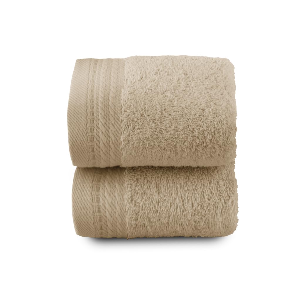 Top Towel - Premium - Large Bath Towels - Bath Towels - 2 Face Towels or Bidet -30x50cm - 100% Cotton - 600g - Camel
