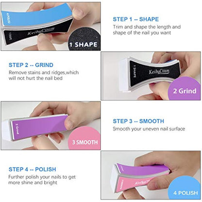 Nail Buffer, Professional Nail Files and Buffers for Shaping Polishing, New Natural Nail Shiner Buffer Block with 4 Sides for Nail Art Gel Suit for Home Salons Use (2 Pcs)