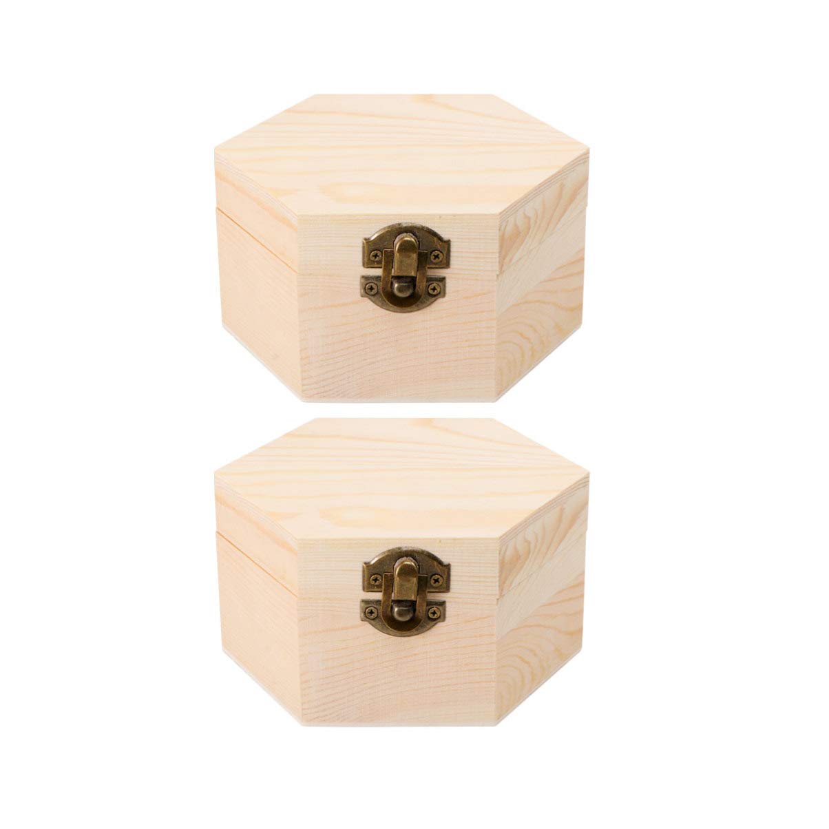 Healifty Hexagonal Wood Case with Lock Hasp Small Wooden Storage Container for Soap Flower Box Jewelry Diy Crafts Home Decoration Wedding