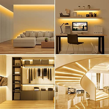 Lepro Warm White LED Strip Light 5M 300 LEDs, 1650lm Dimmable LED Tape Lights, 3000K Flexible LED Lights for Bedroom Kitchen Under Cabinet Wardrobe Stair 12V Power Plug and Dimmer Switch Included