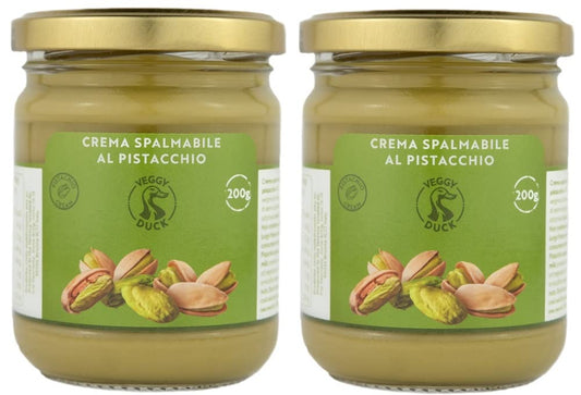 Veggy Duck - Sweet Pistachio Cream 400g (200g, Pack of 2) | With 45% Mediterranean Pistachios | Italian Artisan Food Gourmet | Suitable for Breakfasts