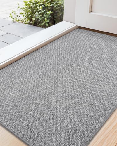 COLOR&GEOMETRY Oversized Door Matts Indoor 122 x 183 cm, Indoor Door Mats Non Slip, Absorbent Dirt Trapper Easy Clean Doormats Inside, Grey (Rolled-up