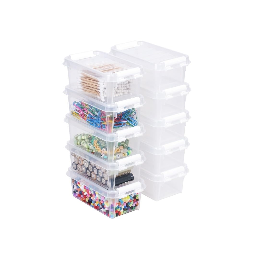 SmartStore - 10x Small Plastic Storage Box with Lid 0.3L (15x9x6cm) |Storage Drawers|Food-Safe Material| Tiny Organisation|BPA-Free|Durable Mini