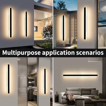 Modern 120cm LED Outdoor Wall Light, 2pack 42W 2520LM 3 Colour Temperature 3000k/4500k/6500k Wall Sconce, IP65 Rainproof Acrylic Outdoor Long Wall Light for Corridor, Villa, Balcony, Patio