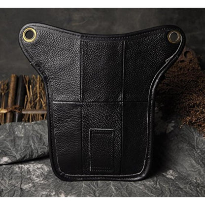 Le'aokuu Mens Genuine Leather Messenger Motorcycle Outdoor Hip Bum Fanny Belt Waist Pack Drop Leg Thigh Bag 211-1