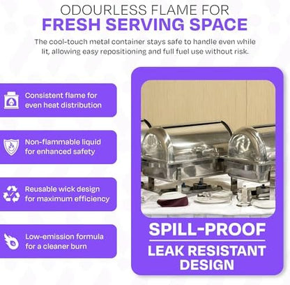 We Can Source It Ltd - Set of 1 Chafing Fuel Cans - 6 Hour Burn, Non-Flammable Liquid Wick Fuel - Safe, Re-Lightable, Cool-Touch Cans for Bain Maries, Chafing Dishes, Buffets & Catering Events