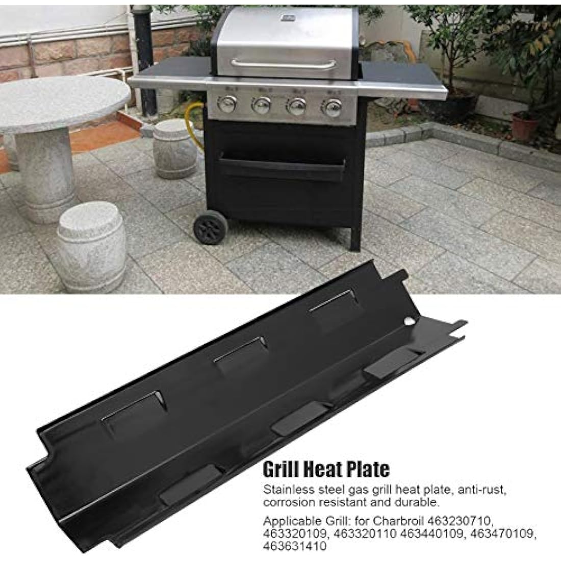 4Pcs Universal Barbecue Heat Plate, 37.1 x 10.8 cm Replacement Gas Grill Heat Tents for Porcelain Steel BBQ Heat Plate Parts Shield Heat Tent Flavorizer Bar Burner Cover Flame Tamer