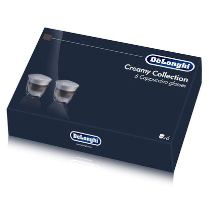 De'Longhi 5513296661-DLKC301 Delonghi DLKC301 Creamy Collection Double Walled Thermo Cappuccino Glasses, Set of 6, Dishwasher Safe,Clear, 270