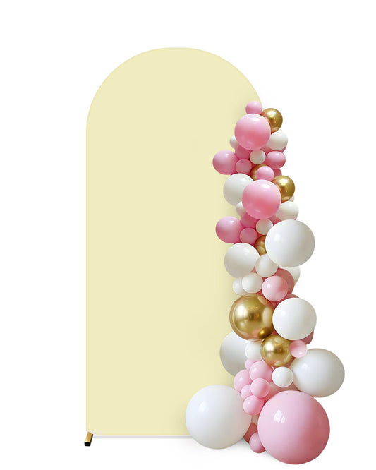 JEBUTU 0.8x1.8m Wedding Arch Cover Backdrop, Beige Double-sided Elastic Spandex Fitted Arch Cover for Round Top Backdrop Stand Covers for Wedding