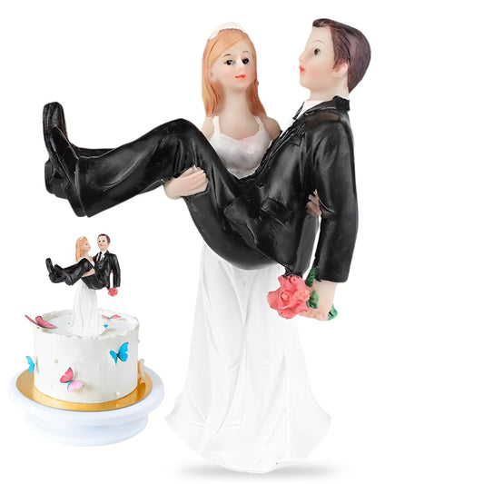 BZQCPLX Wedding Cake Topper Romantic, Bride and Groom, 2 Pieces, White, Black, Blonde, Resin, 8.5 x 12.6 cm, Wedding Occasion