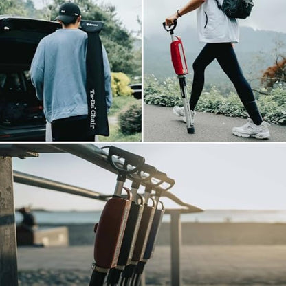 Ta-Da Chair Series 2 - Walking Stick with Seat, Lightweight Aluminium Pole Frame & Sturdy Foldable Stool (up to 136kg), Easy Folding Design, Ideal for Hiking & Outdoor Activities