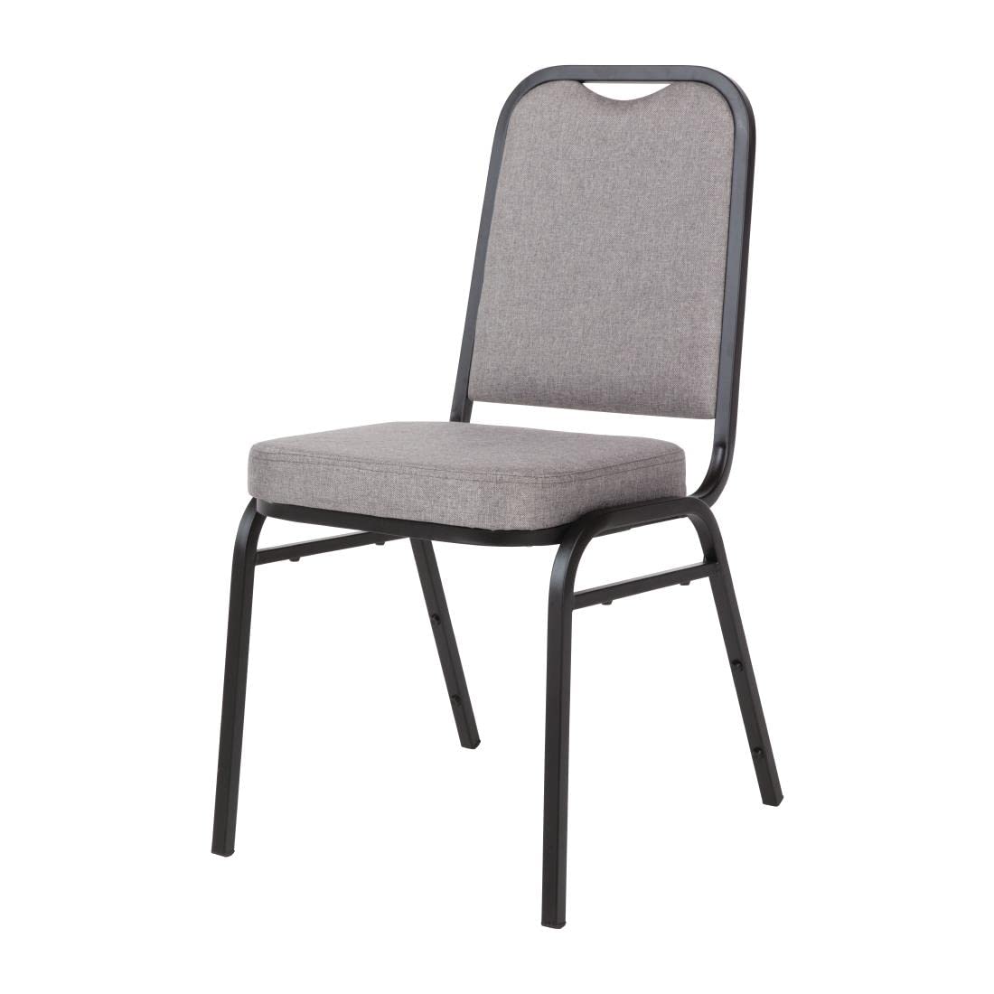 Bolero Square Back Stacking Banquet Chairs, Black & Grey (Pack of 4)