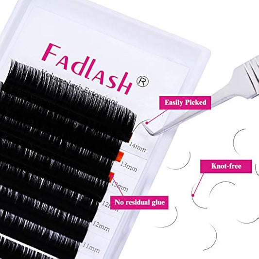 Eyelash Extensions 0.10mm C Curl Mix 8-14mm Fadlash Classic Lash Extensions 1:1 Individual Classic Eyelashes Black Matte Single Lashes Extension Professional