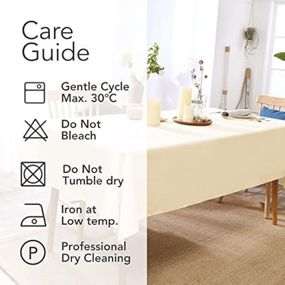 Deconovo Oxford Decorative Wipeable Tablecloth Rectangle Water Resistant Tablecloth for Garden 137x274cm(54x108in) Beige