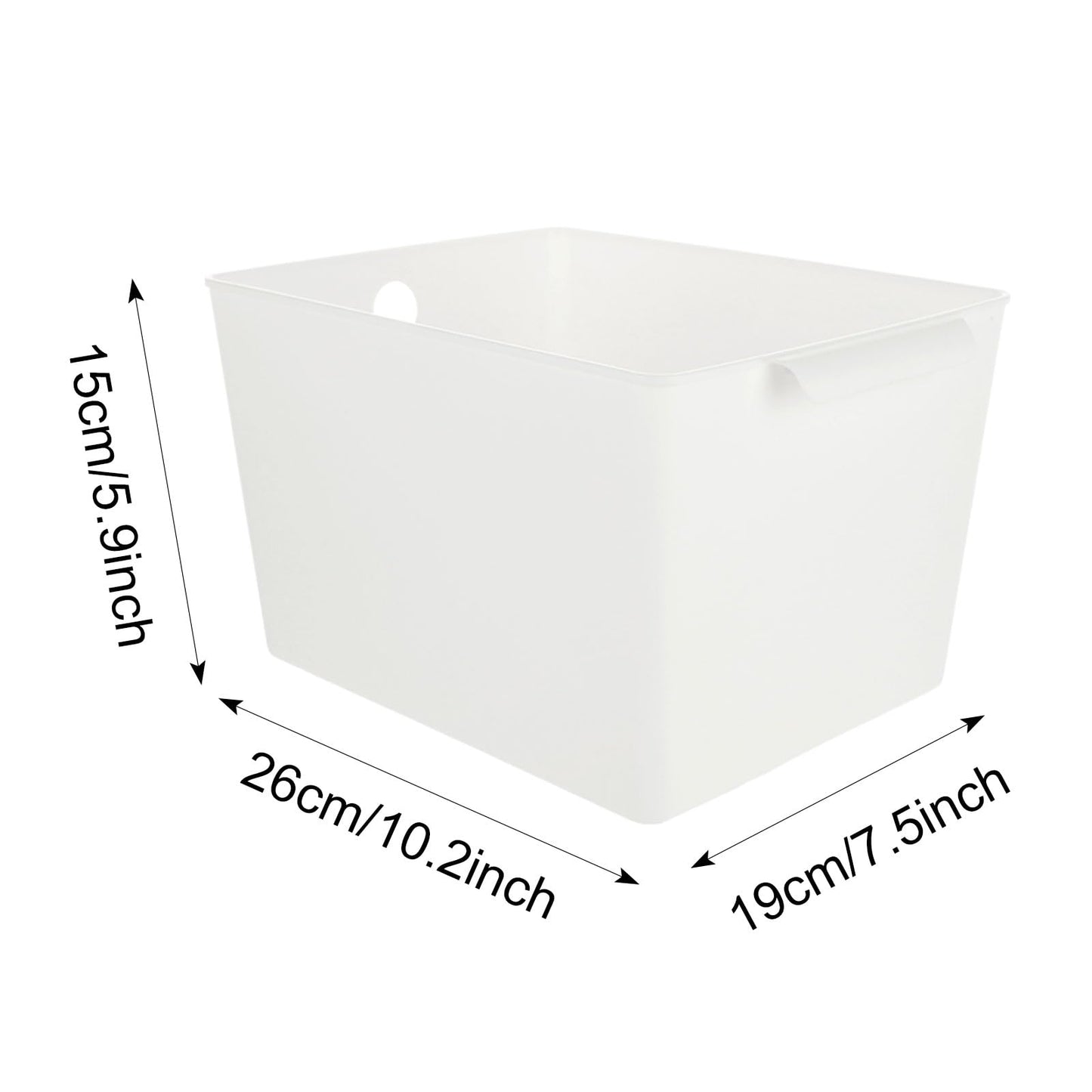 ASelected 4Pcs Plastic Storage Boxes With Handle White Box 26X19X15Cm Cupboard Storage Boxes Plastic Storage Basket Kitchen Cupboard Home And