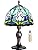 MIAOKE Stained Style Table Lamp, Vintage Table Lamp, Handcraft Stained Glass Lampshade, Table Lamps for Bedroom, Bedside Lamp, Study, Office (Blue Tulip)