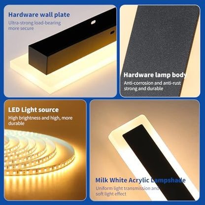 Mikeru 100cm LED Long Outdoor Wall Light, 2pack 3 Colour Light 3000k/4500k/6000k Garden Wall Light, IP65 Rainproof Acrylic Wall Sconce for Living Room, Garden, Courtyard, Villa