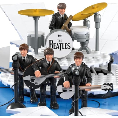 MEGA The Beatles Building Set with 681 Pieces, 4 Poseable Action Figures and Ed Sullivan Stage, with LED Lights, for Adult Collectors, HVH42